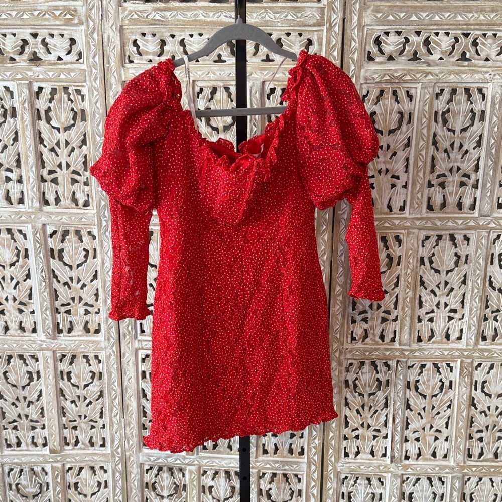 For Love & Lemons Red Polka Dot Women's Top - Picture 1 of 3